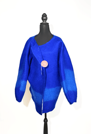 Blue Long Sleeve Felt Jacket