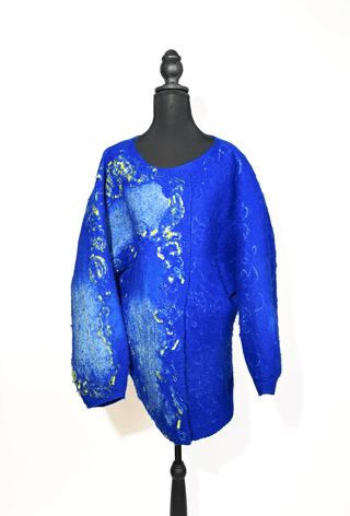 Blue Long Sleeve Felt Jacket