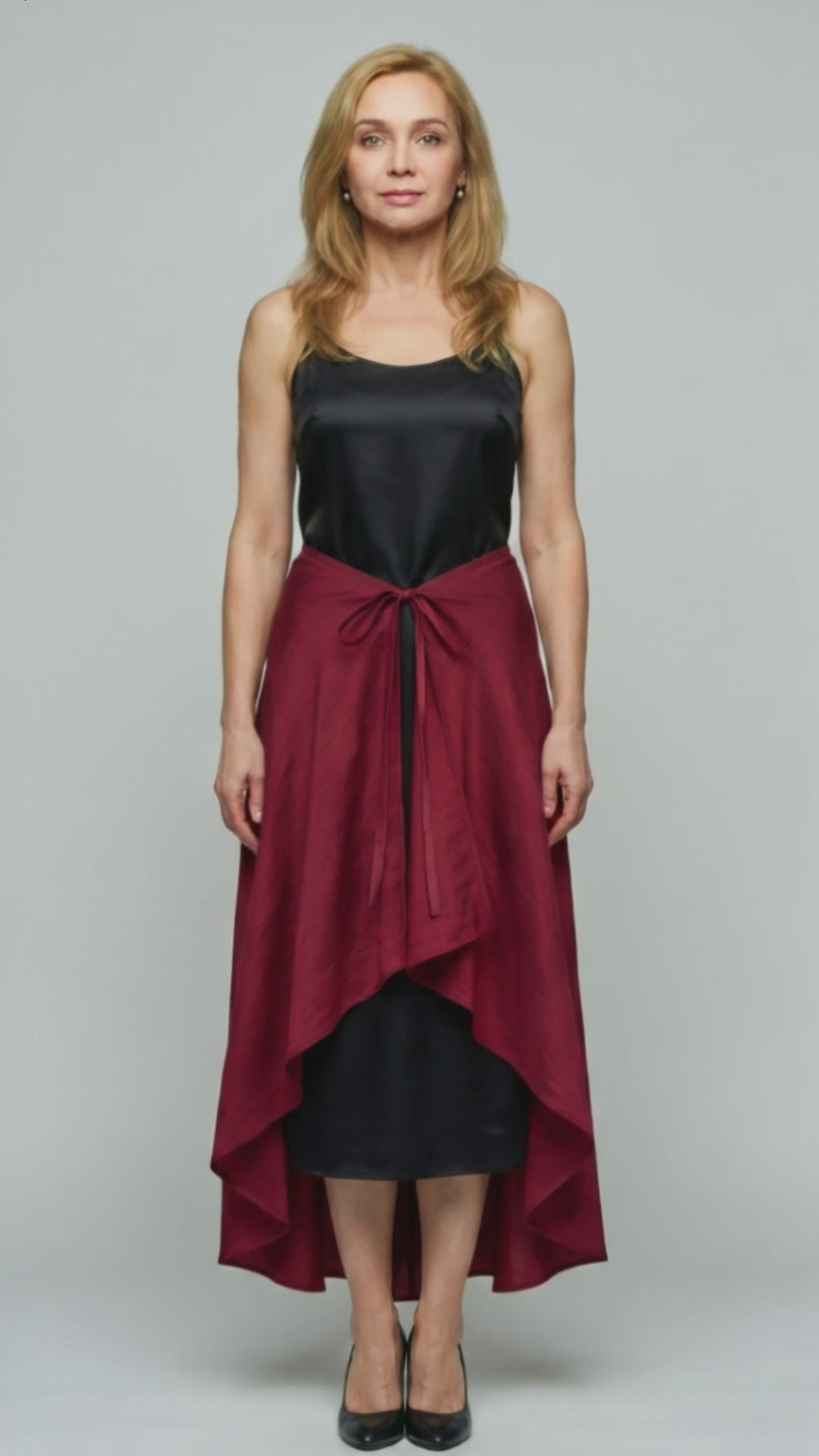 Burgundy apron overskirt video